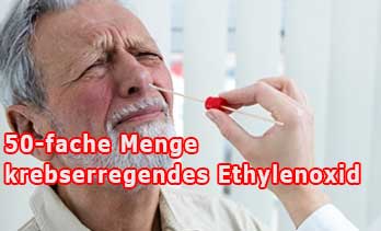 50-fache Menge Ethylenoxid auf Teststäbchen vergiftete Teststäbchen